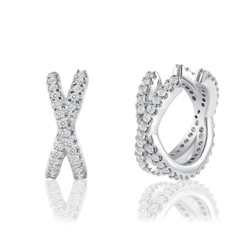 Pave Vvs1 D Farbe Diamant Cz Schwarz Rose Gelb Sterling Silber Slide On X Cross Over Ohrmanschette Sichere Ohrringe, Nicht Durchbohrt Ohr Wickeln von ZirconZczJewelry