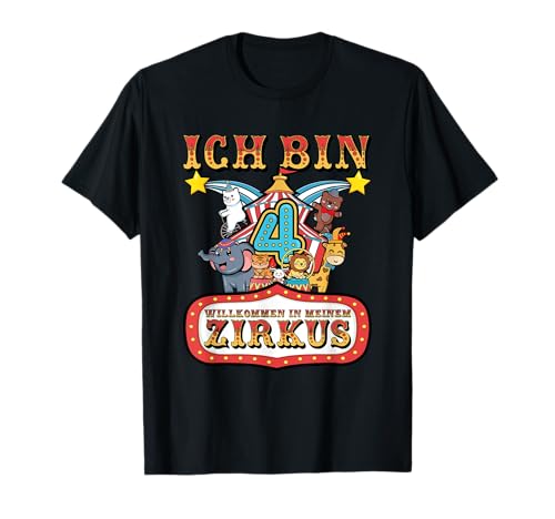 4. Zirkus Geburtstag Mädchen Junge Kinder Zirkus Geburtstag T-Shirt von 4 Jahre Geburtstag Zirkus Design Co.