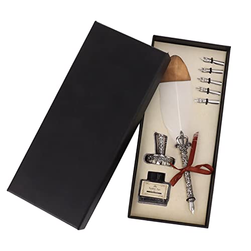 Zisemeil Quill Pen Set Antik Exquisite 5 Ersatzspitzen Federstift mit Tintenflasche für Männer Frauen von Zisemeil