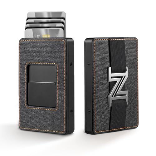 Zitahli Geldbörse für Herren – Minimalistisches Kreditkartenetui mit Geldgurt, schlanke Metall-Herren-Geldbörsen mit RFID-Blockierung, Pop-Up mit magnetischem Daumen-Swipe, Leinenähnliches von Zitahli