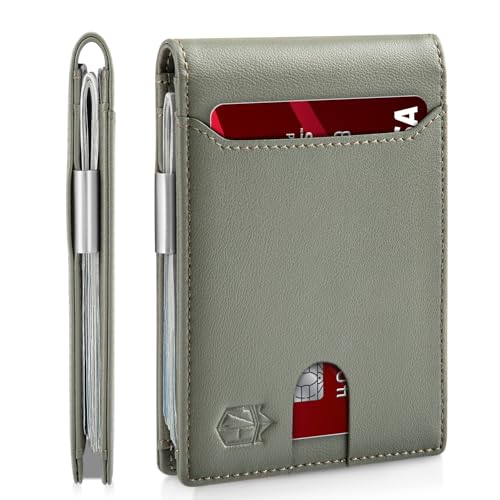 Zitahli Schlanke Brieftaschen für Herren – Leder-Geldklammer für Herren – RFID-blockierende Fronttasche – minimalistischer Kreditkartenhalter mit Geschenkbox, Omega Green, Schlanke Brieftasche von Zitahli