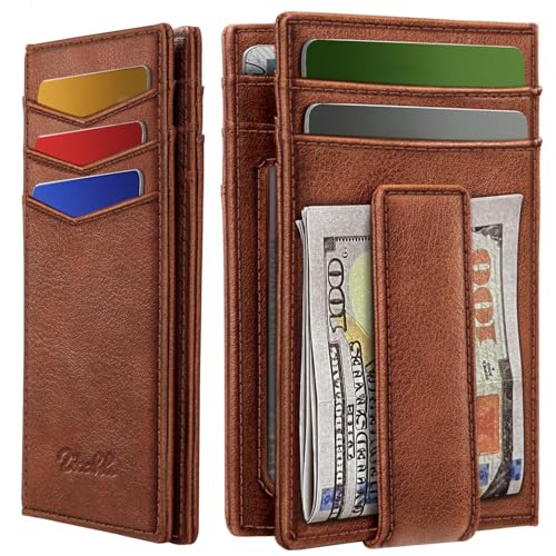 Zitahli Schlanke Herren-Geldbörse – RFID-blockierendes Karbonleder mit Magnetverschluss, Ausweisfenster für 12+ Karten, Geldklammer, Geschenke für Ihn, 0 Rotbraun von Zitahli