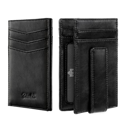 Zitahli Schlanke Herren-Geldbörse – RFID-blockierendes Leder mit Magnetverschluss, Ausweisfenster für 12+ Karten, Geldklammer, Geschenke für Ihn, Klassisches Schwarz von Zitahli