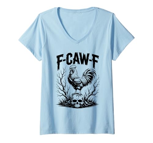 Damen F-CAW-F Funny Rooster T-Shirt mit V-Ausschnitt Damen F-CAW-F Funny Rooster T-Shirt mit V-Ausschnitt von Zitat Hahn lustiges Meme
