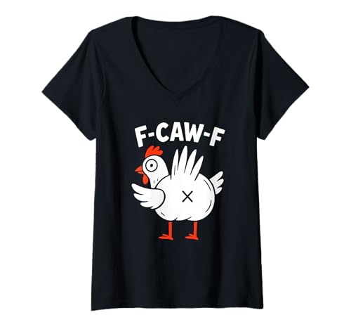 Damen F-CAW-F Funny Rooster Meme T-Shirt mit V-Ausschnitt Damen F-CAW-F Funny Rooster Meme T-Shirt mit V-Ausschnitt von Zitat Hahnmeme