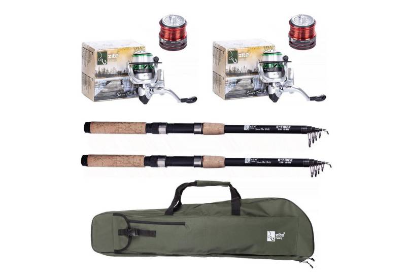 Zite Angelrutentasche 2 Teleskopruten & Angelrollen Set mit Rutentasche von Zite