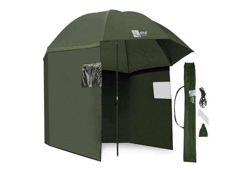 Zite Angelschirm Schirmzelt 250cm mit abnehmbarem Windschutz & Seitenfenstern, wasserabweisende Beschichtung von Zite