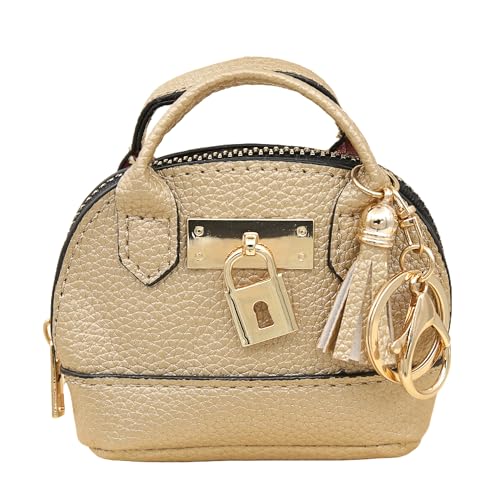 Zitokin Einzigartige Geldbörse für Damen, kreative Mini-Tragetasche, Charms, Leder, Münze, Schlüsselanhänger, Geldbörse, Gold, Small von Zitokin