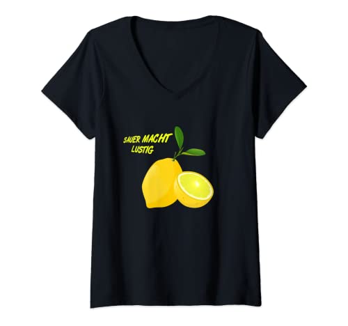 Damen Zitrone Spruch, Sauer macht lustig Früchte Citronen Geschenk T-Shirt mit V-Ausschnitt Damen Zitrone Spruch, Sauer macht lustig Früchte Citronen Geschenk T-Shirt mit V-Ausschnitt von Zitrone, Sauer macht lustig, Früchte Citronen