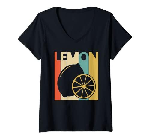 Damen Zitrone Kostüm T-Shirt mit V-Ausschnitt Damen Zitrone Kostüm T-Shirt mit V-Ausschnitt von Zitrone Outfit für Feinschmecker