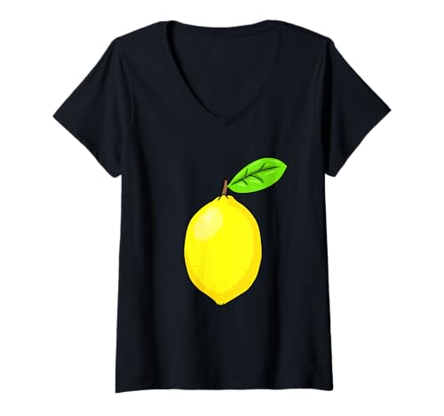 Damen Zitrone Zitronen Sommer Obst Lemon T-Shirt mit V-Ausschnitt Damen Zitrone Zitronen Sommer Obst Lemon T-Shirt mit V-Ausschnitt von Zitrone Sommer Lemon