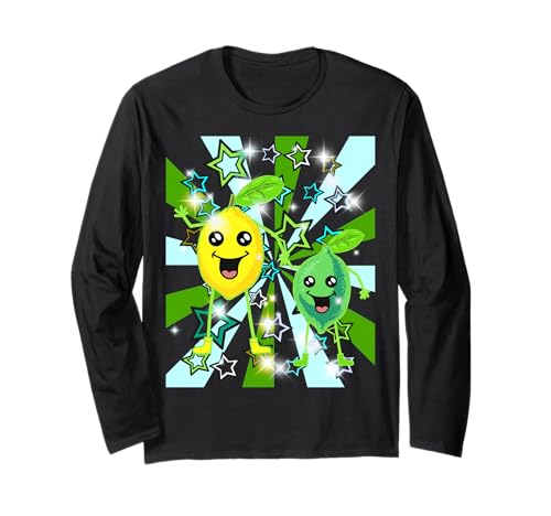 lustig Zitronen Lemone Retro Kinder Mädchen Jungen Obst Langarmshirt von Zitronen Zitrone Lemonen Obst Frucht