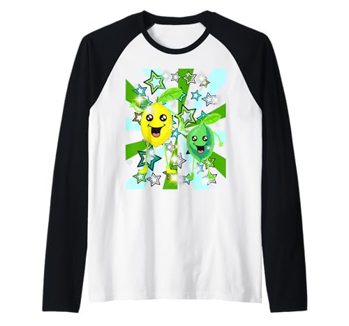 lustig Zitronen Lemone Retro Kinder Mädchen Jungen Obst Raglan von Zitronen Zitrone Lemonen Obst Frucht