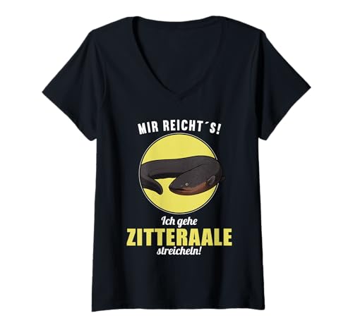 Damen Zitteraale Zitteraal T-Shirt mit V-Ausschnitt Damen Zitteraale Zitteraal T-Shirt mit V-Ausschnitt von Zitteraale Zitteraal Tier Shop