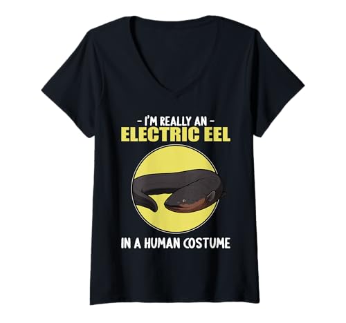 Damen Zitteraale Zitteraal T-Shirt mit V-Ausschnitt Damen Zitteraale Zitteraal T-Shirt mit V-Ausschnitt von Zitteraale Zitteraal Tier Shop