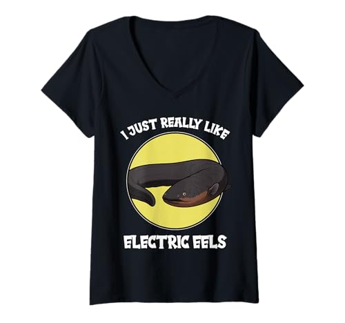 Damen Zitteraale Zitteraal T-Shirt mit V-Ausschnitt Damen Zitteraale Zitteraal T-Shirt mit V-Ausschnitt von Zitteraale Zitteraal Tier Shop