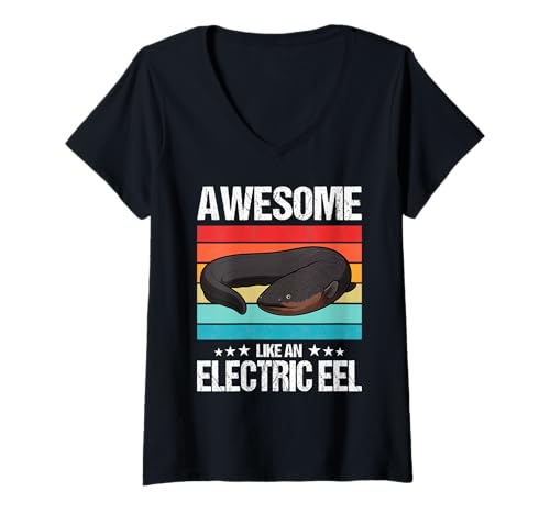 Damen Zitteraale Zitteraal T-Shirt mit V-Ausschnitt Damen Zitteraale Zitteraal T-Shirt mit V-Ausschnitt von Zitteraale Zitteraal Tier Shop