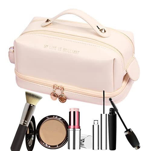 Kosmetiktasche, Reisetasche für Toilettenartikel, wasserdichter Make-up-Organizer für Toilettenartikel, Zubehör, Pinsel, PU-Leder-Kosmetiktasche von Ziurmut