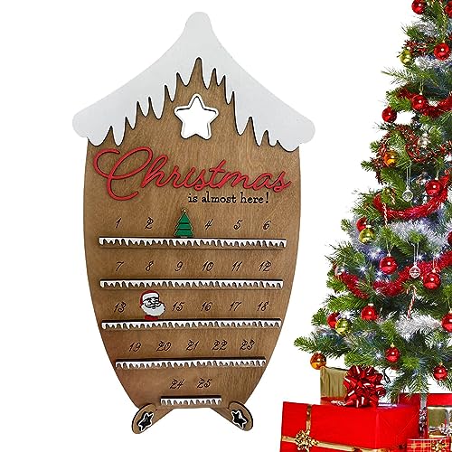 Weihnachts-Adventskalender | Weihnachtstürdekoration aus Holz für die Wand - Weihnachts-Countdown-Schild aus Holzblöcken mit Weihnachtszwerg für die Weihnachtsdekoration zu Hause Ziurmut von Ziurmut