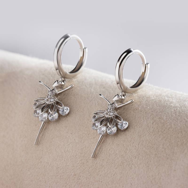 Ziva925 Ballerina-Ohrringe Aus Sterlingsilber, Handgemachte Zirkonia-Creolen, Geschenk Für Tänzerinnen Ziva925 Ballerina-Ohrringe Aus Sterlingsilber, Handgemachte Zirkonia-Creolen, Geschenk Für Tänzerinnen von Ziva925