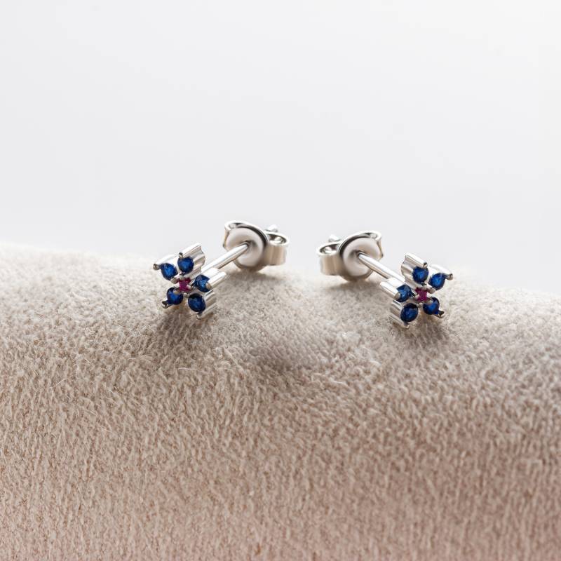 Ziva925 Rosarine Blüten-Ohrstecker Aus Sterlingsilber, Mit Zirkonia in Pink & Blau Ziva925 Rosarine Blüten-Ohrstecker Aus Sterlingsilber, Mit Zirkonia in Pink & Blau von Ziva925
