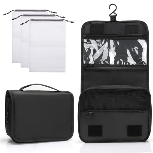 Zivacate Kulturtasche zum Aufhängen, wasserdichte Kosmetiktasche, Kulturbeutel mit Griff, Faltbare Tragbare Waschtasche mit 3 Kordelzug Organizer Tasche für Reisen, Geschäft, Fitness, Camping –Schwarz Zivacate Kulturtasche zum Aufhängen, wasserdichte Kosmetiktasche, Kulturbeutel mit Griff, Faltbare Tragbare Waschtasche mit 3 Kordelzug Organizer Tasche für Reisen, Geschäft, Fitness, Camping –Schwarz von Zivacate