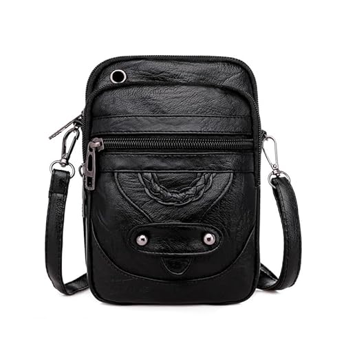 Zixrmor Handytasche Zum Umhängen Damen ，Weiche Lederstrukturgroßer Verwestlichung Crossbody Bag Damen, kann für Kopfhörer-Eingang in Rucksack verwendet werden Handy Umhängetasch (Schwarz) von Zixrmor