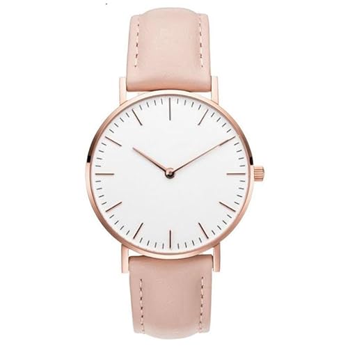 Damen Uhren Leder Band Slim Uhr Frauen Kleid Mode Klassisch Zeitlos Einfach Design Analog Quarz Armbanduhr (Rosa) von Ziyan