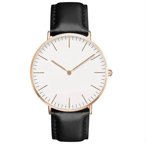 Damen Uhren Leder Band Slim Uhr Frauen Kleid Mode Klassisch Zeitlos Einfach Design Analog Quarz Armbanduhr (Schwarz und weiß) von Ziyan