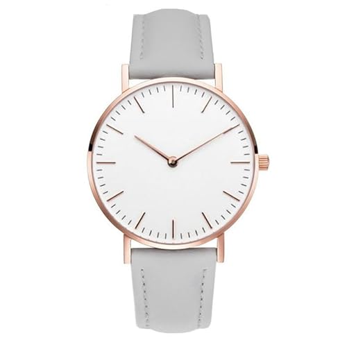 Damen Uhren Leder Band Slim Uhr Frauen Kleid Mode Klassisch Zeitlos Einfach Design Analog Quarz Armbanduhr (grau) von Ziyan