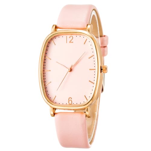 Damen Uhren Leder Band Slim Uhr Frauen Kleid Mode Klassisch Zeitlos Einfach Design Analog Quarz Armbanduhr mit Quadrat Zifferblatt (Rosa) von Ziyan