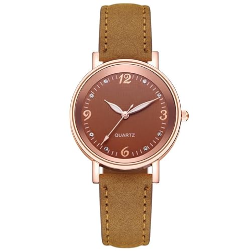 Ziyan Damen Armbanduhr Klassisch Sehr Deutlich Analog Quarz mit Leder Armband (braun) von Ziyan