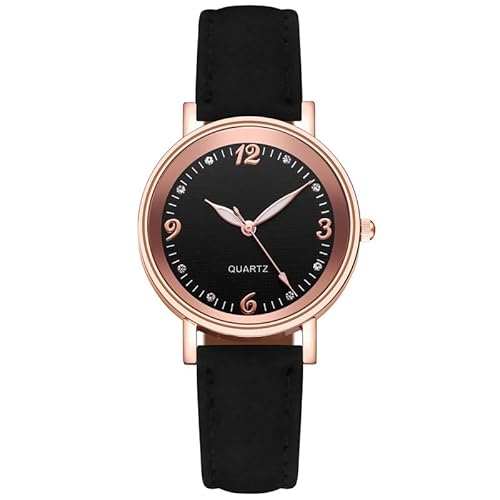 Ziyan Damen Armbanduhr Klassisch Sehr Deutlich Analog Quarz mit Leder Armband (schwarz) von Ziyan