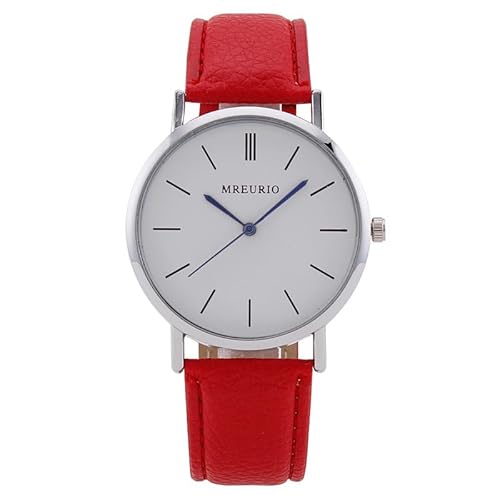 Ziyan Studenten Armbanduhr Damen Herren Unisex Kunstleder Minimalist Schüler Männer und Frauen Uhr Einfachheit Outdoor-Sportarten Quarzuhren (Roter weißen) von Ziyan