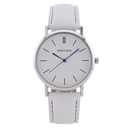 Ziyan Studenten Armbanduhr Damen Herren Unisex Kunstleder Minimalist Schüler Männer und Frauen Uhr Einfachheit Outdoor-Sportarten Quarzuhren (Weiße Leukorrhoe) von Ziyan