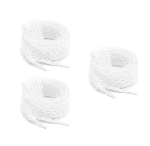 Ziyonix 3 Paare Spitzen Laces Schnürsenkel Weiße Flache Sohle Blumenspitze Schuhbänder Damen 3cm Breit Schnürsenkel und Hohle Blumen Design für Sportschuhe Laufschuhe Turnschuhe von Ziyonix