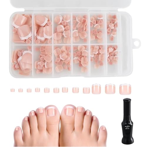 Ziyonix Pack of 120 False Toenails Kit, 12 Sizes Fußnägel zum Aufkleben, Toenails for Sticking, Toe Nails Tips for Women mit Kleber for DIY Manicure Decoration von Ziyonix