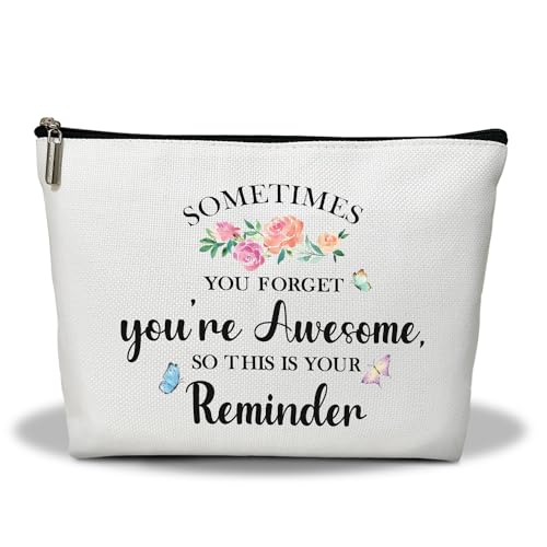 Make-up-Tasche, Blumen-Reise-Make-up-Tasche, Sometime You Forget You're Awesome, tragbare Kulturbeutel, Make-up-Tasche, Aufbewahrungs-Make-up-Reißverschlusstasche, motivierende Geschenke für Frauen, von Ziyouza