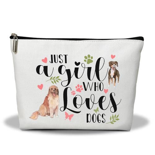 Make-up-Tasche, Hundebesitzer, Reise-Make-up-Tasche, "Just A Girl Who Love Dogs", tragbare Kulturbeutel, Make-up-Tasche, Aufbewahrungs-Make-up-Tasche, Geschenk für Welpenliebhaber, Teenager, Frauen, von Ziyouza