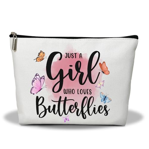 Make-up-Tasche, Schmetterlinge, Reise-Make-up-Organizer-Tasche, Just A Girl Who Love Butterfly, tragbare Kulturbeutel, Make-up-Tasche, Aufbewahrungs-Make-up-Tasche, Geschenk für Teenager, Frauen, von Ziyouza