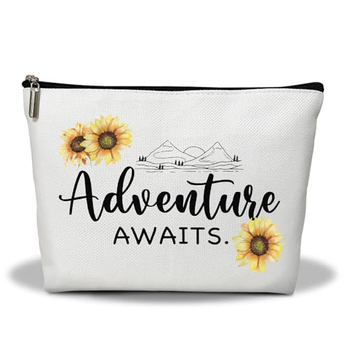 Make-up-Tasche, Sonnenblumen-Reise-Make-up-Organizer-Tasche, Abenteuer erwartet, tragbare Kulturbeutel, Make-up-Tasche, Aufbewahrungs-Make-up-Tasche, Aufbewahrungstasche mit Reißverschluss, von Ziyouza