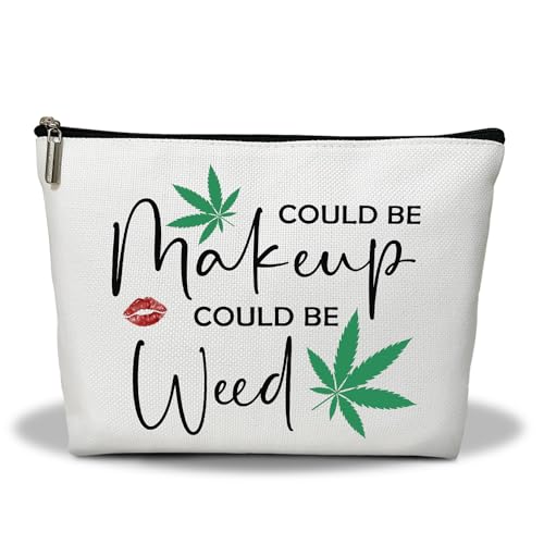 Make-up-Tasche, grünes Blatt, Reise-Make-up-Tasche, Might Be Makeup Might Be Weed, tragbare Kulturbeutel, Make-up-Tasche, Aufbewahrungs-Make-up-Tasche, Make-up-Tasche, Geschenke für Frauen, Schwester, von Ziyouza