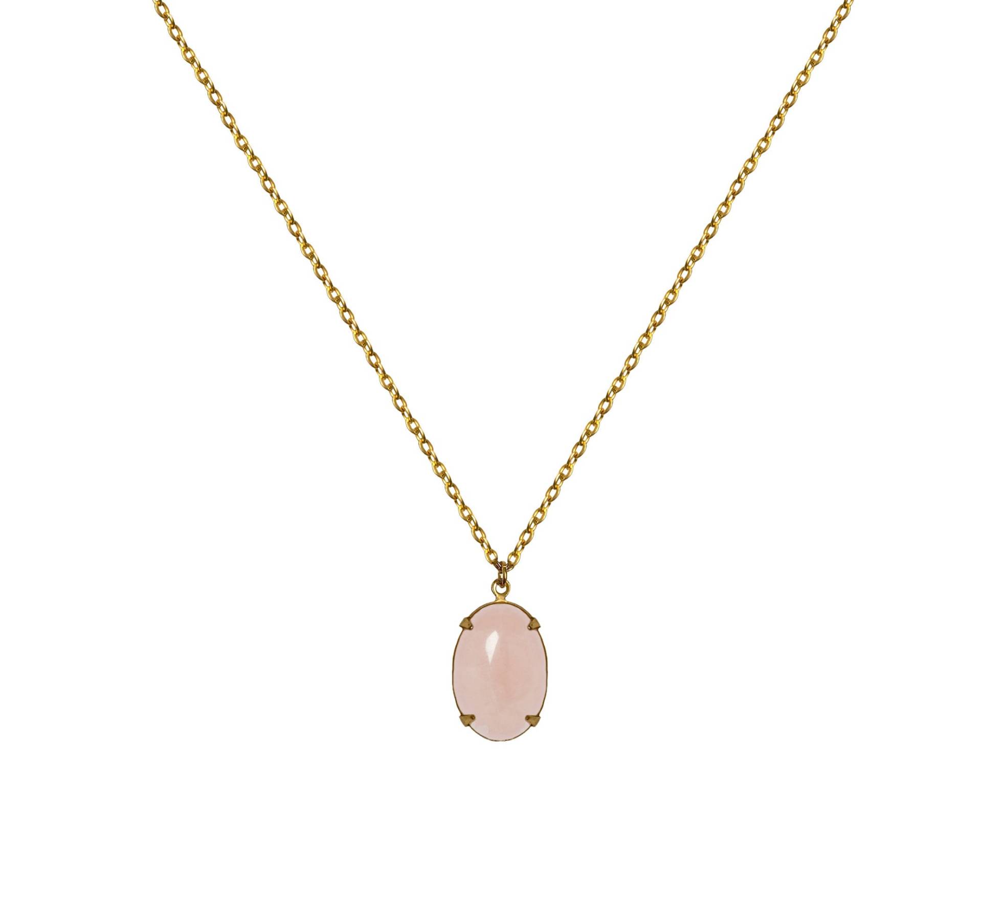 Handgemachte Vintage Zweckentfremdet Vergoldete Rosa Rosenquarz Stein Oval Anhänger Kette Stacking Layer Halskette Handgemachte Vintage Zweckentfremdet Vergoldete Rosa Rosenquarz Stein Oval Anhänger Kette Stacking Layer Halskette von ZiziKim