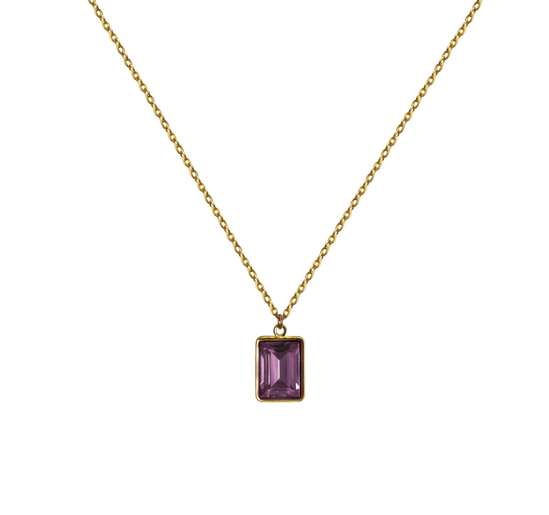 Vintage 1980Er Vergoldete Light Purple Swarovski Kristall Rechteck Anhänger Kette Halskette von ZiziKim