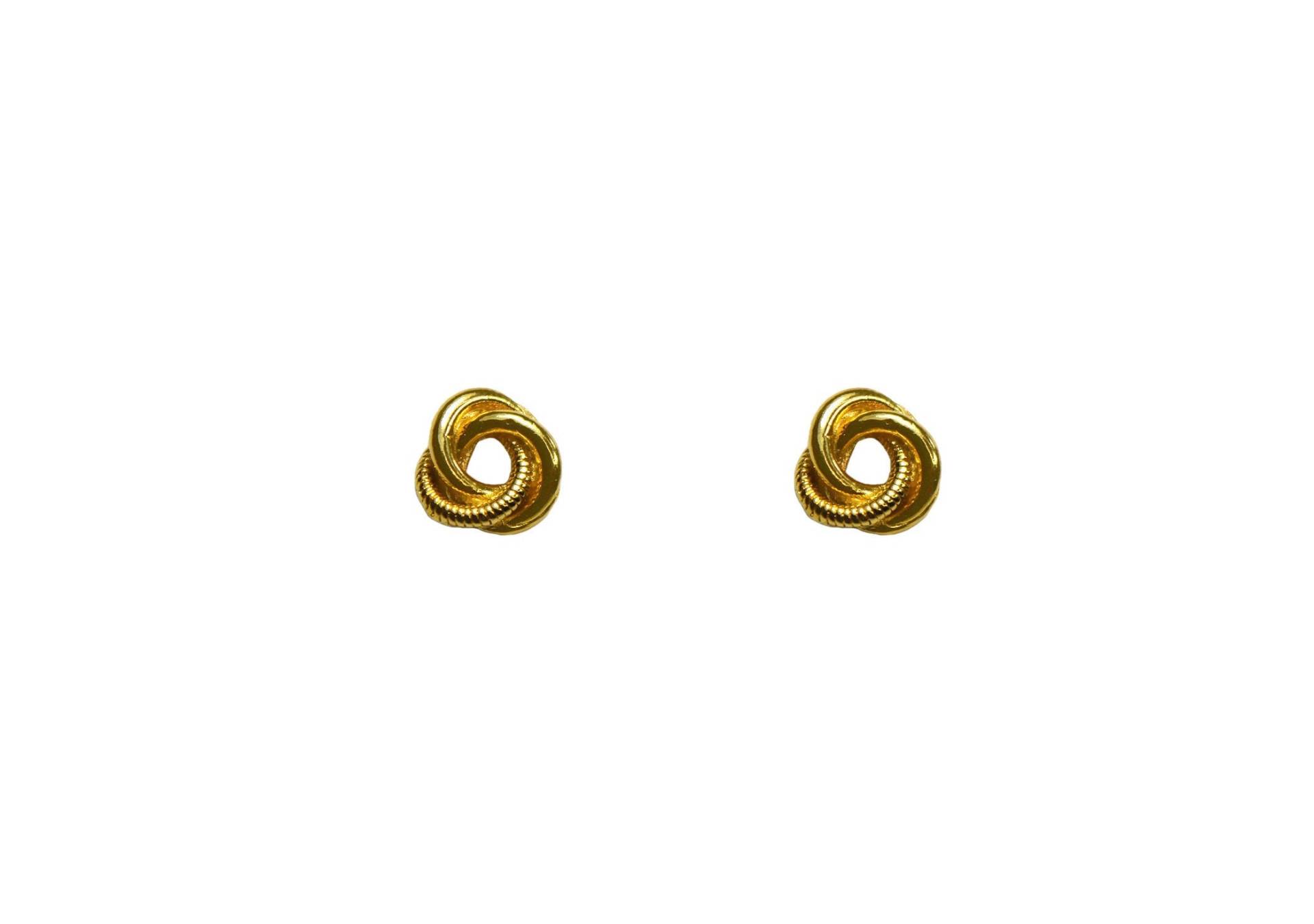 Vintage 1990Er Vergoldet Ineinander Verschlungene Schlangenkette Drei Ringe Kreise Liebe Knoten Durchbrochen Kleine Spiral Ohrstecker von ZiziKim