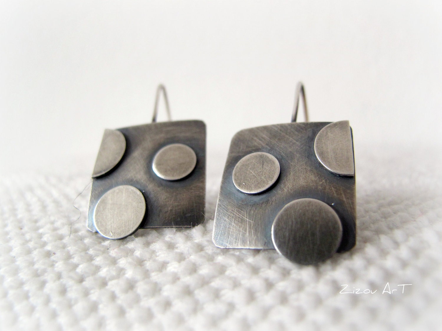 Oxidierte Sterling Silber Ohrringe Handgemachter Moderner Schmuck Oxidierte Sterling Silber Ohrringe Handgemachter Moderner Schmuck von ZizouArT