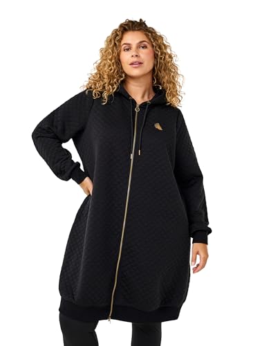 Zizzi Active by Damen Große Größen Sweat Strickjacke Zip Größe Gr S Black von Zizzi