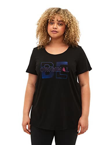 Zizzi Active by Damen Große Größen T-Shirt Print Gr 42-44 Black w. Be Original von Zizzi