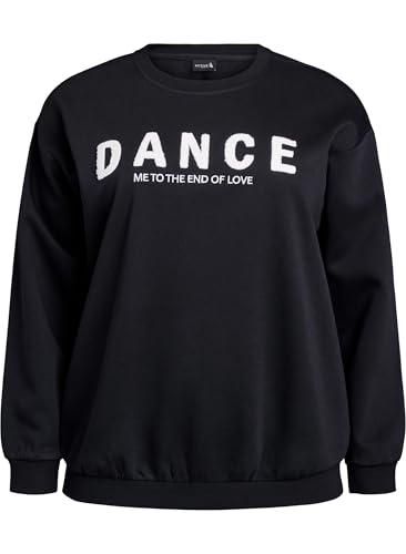 Zizzi Active by Große Größen Damen Sweatshirt Text Größe 42–60 Gr M Black Dance von Zizzi