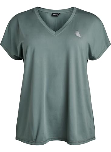 Zizzi Active by Große Größen Damen T-Shirt mit V-Ausschnitt Gr Gr S Balsam Green - Plus Size Damen Kleidung von Zizzi